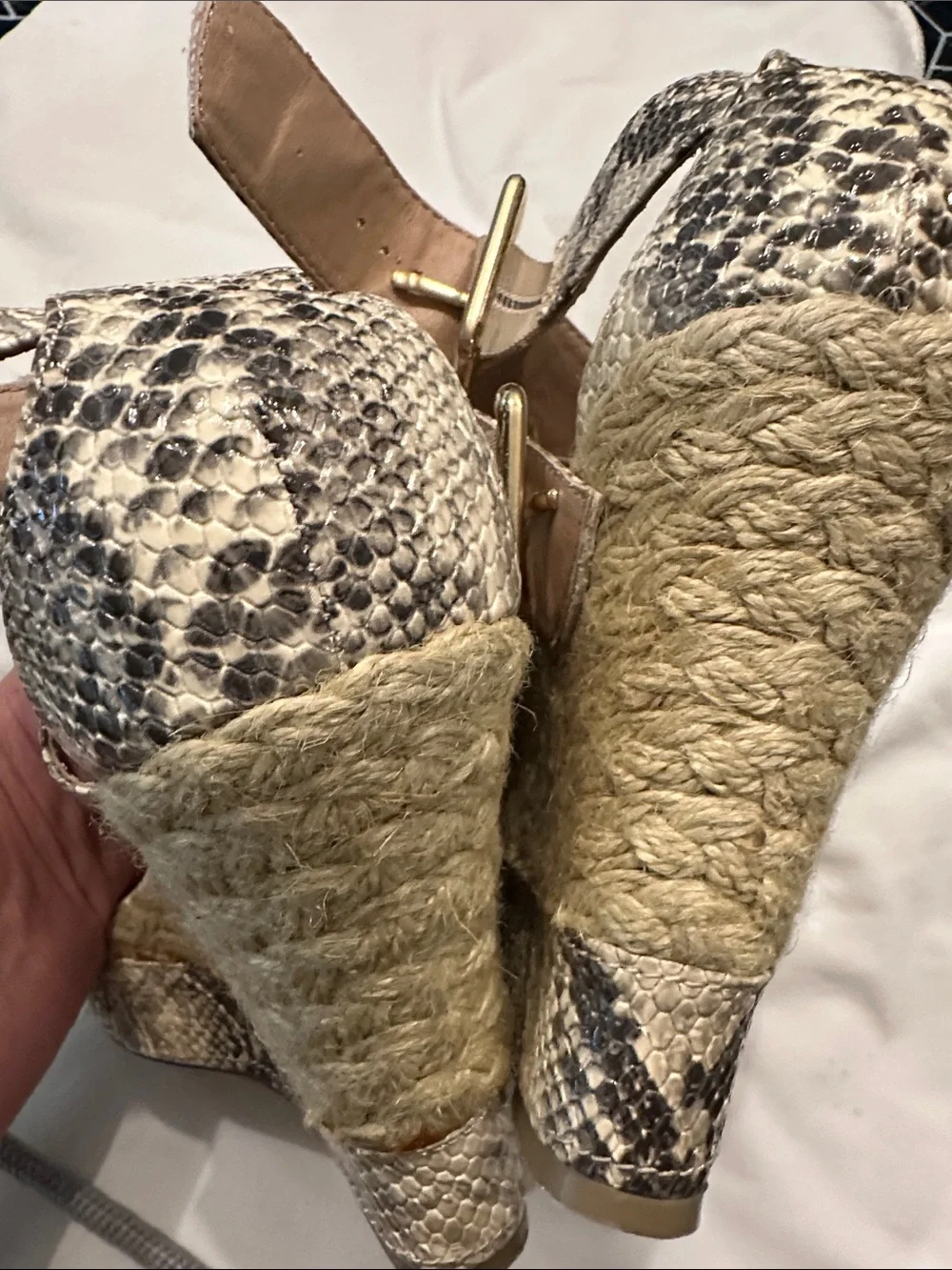 Steve Madden Beige Snake-Print Wedge Sandals